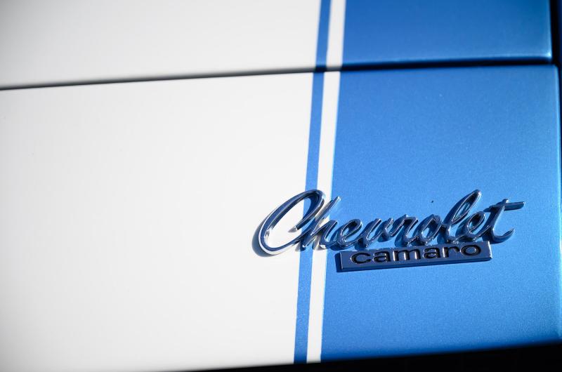 Detail of a Camaro emblem.