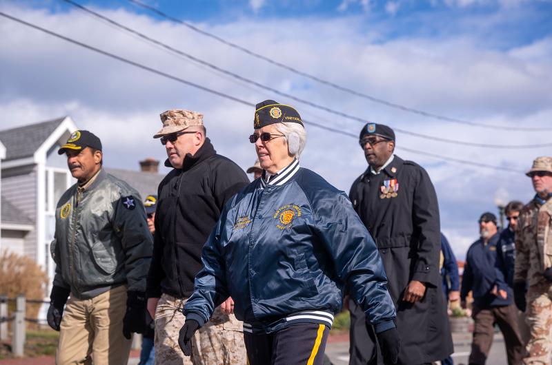 Former Veterans Affairs officer JoAnn Murphy joins the parade.