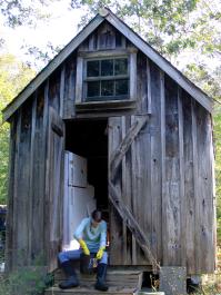 Emily Fischer shed mixing pouring soapmaking