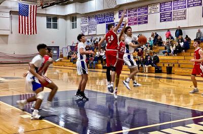 Boys basketball team at play