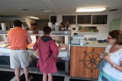 Inside Edgartown Seafood, interior