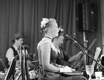Rob Myers, Marciana Jones and Nina Violet as musicians in Rock Opera