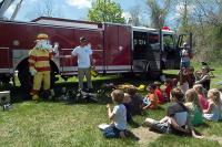 Sparky and Andrew Kelly put on a program for the children.