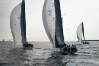 The winning sailboat has a great start.