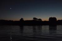 Setting crescent moon.