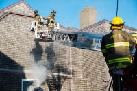 Fighting a fire from above.