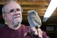 Gus Ben David and screech owlet 