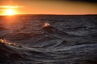 sunset and waves on ferry to Martha's Vineyard 