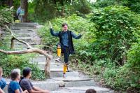 Xavier Powers (Malvolio) shows off his yellow stockings.