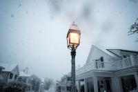 Dark skies over North Water street in Edgartown.