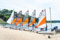 Boats lined up for the daily sail.