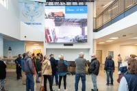 Tour groups check out the new cafeteria space.