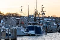 The fishing fleet tied up at the Dutcher Dock.