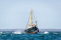 Little Lady rounds West Chop on her way from Menemsha to Vineyard Haven.