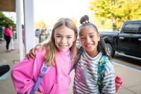 Grace Seguin and Brooklyn Cancellare are ready for teh first day of school.