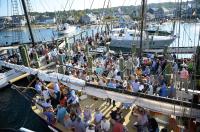 Guests fill dock and deck alike.